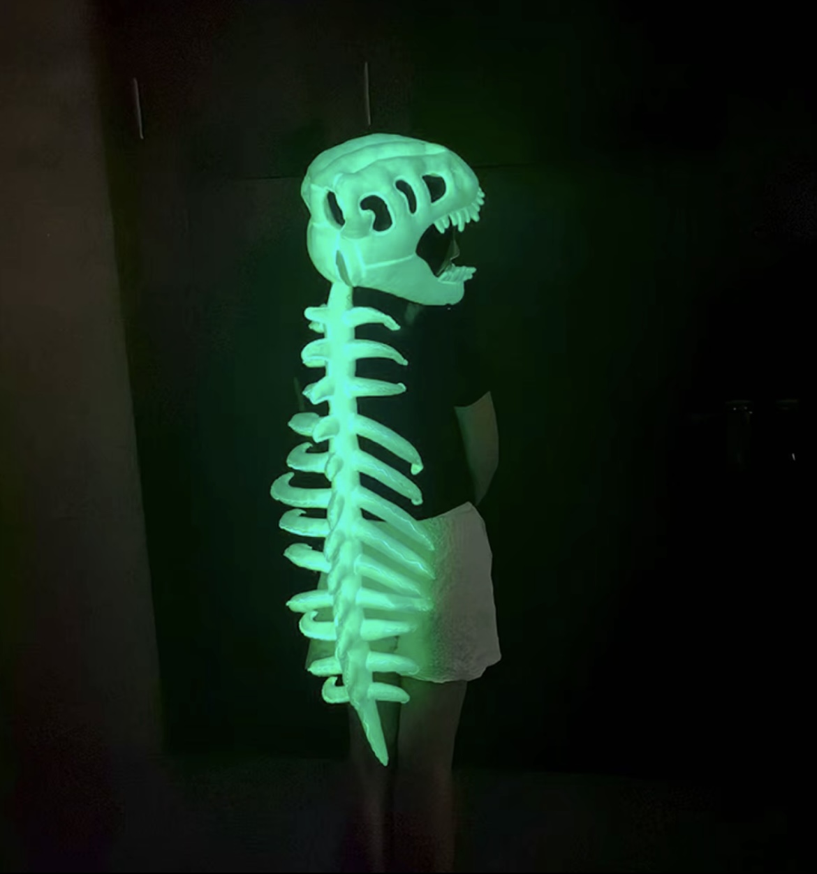 116cm dinosaur skeleton headgear plush toy, exoskeleton adult doll gift