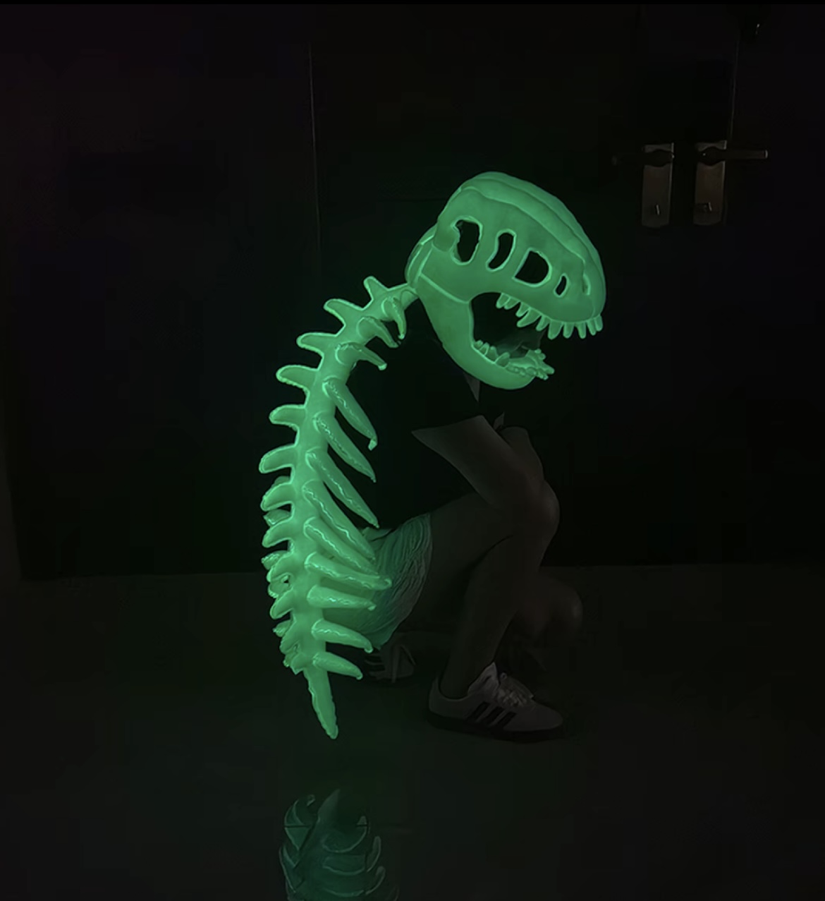 116cm dinosaur skeleton headgear plush toy, exoskeleton adult doll gift