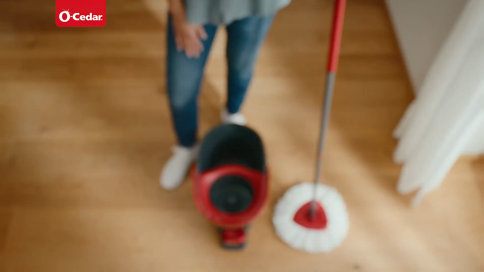 O-Cedar EasyWring Microfiber Spin Mop, Bucket Floor Cleaning System, Red, Gray, Standard