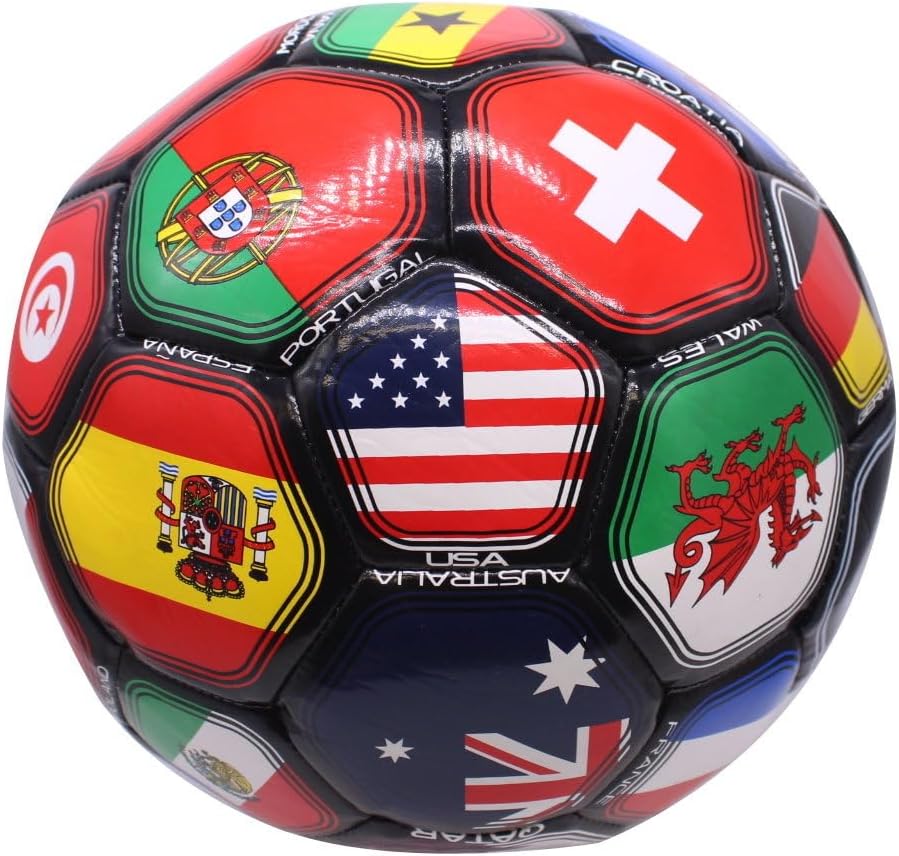 Tripact Inc 2026 World Cup World Flag Training Outdoor Soccer Ball – Size 5 – Black Verion