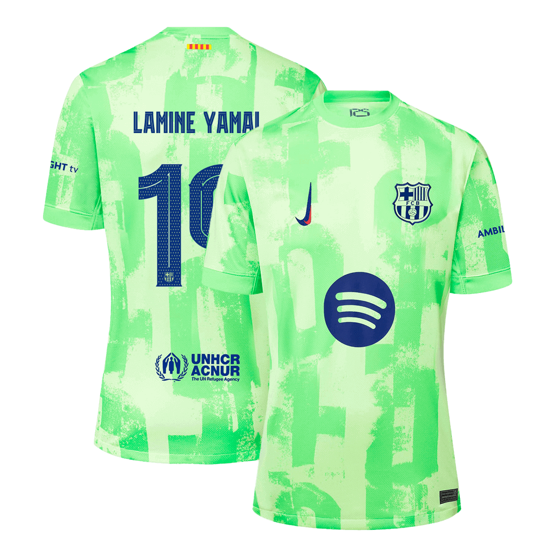 LAMINE YAMAL #19 Barcelona Spotify Logo Without Text Third Jersey - UCL Font