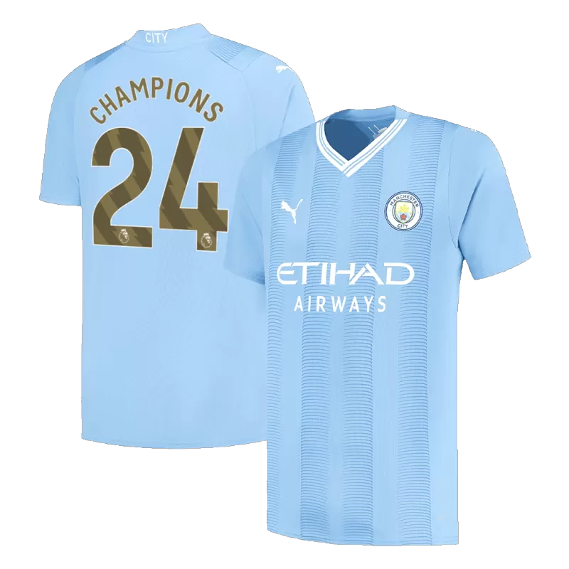 CHAMPIONS #24 Manchester City Home Soccer Jersey 2023/24