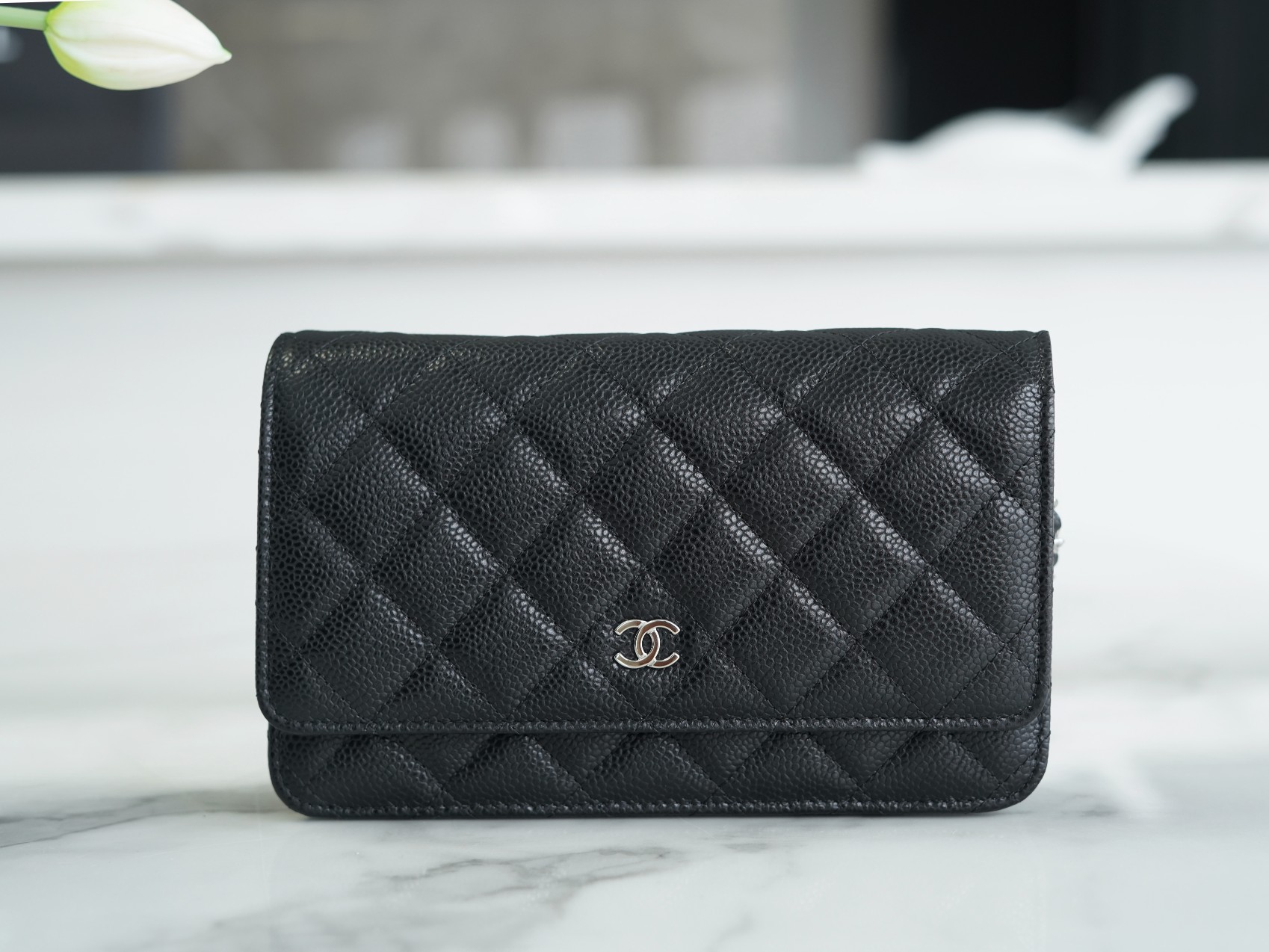 CHANEL 𝑾𝒐𝒄 Hairy Bag Entry Classic 𝑾𝒐𝒄𝒄 (Magnetic Closure) Black Bull Silver