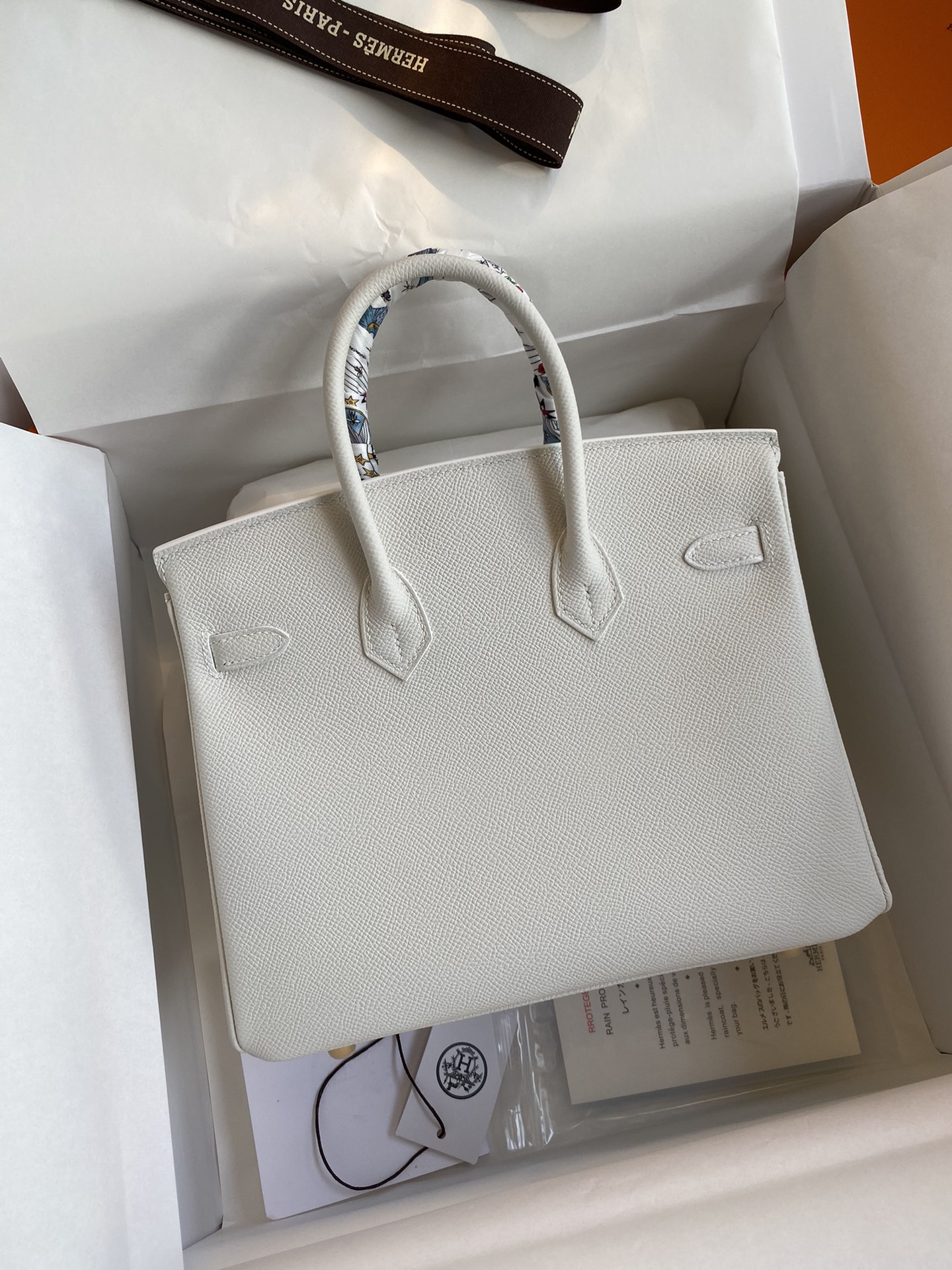 Birkin 25cm Epsom Leather Pure White Gold Buckle