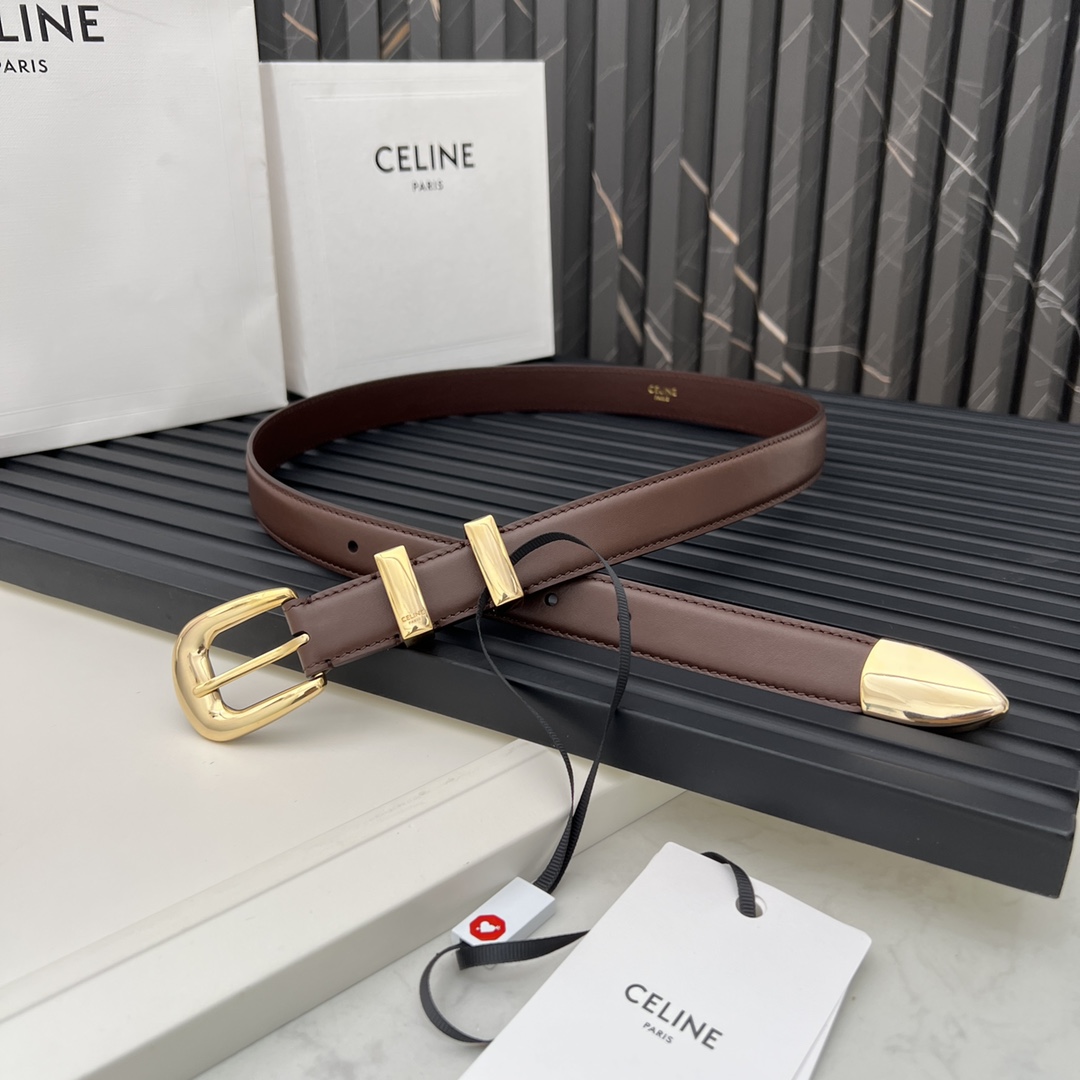 CELINE WESTERN medium belt in smooth calfskin