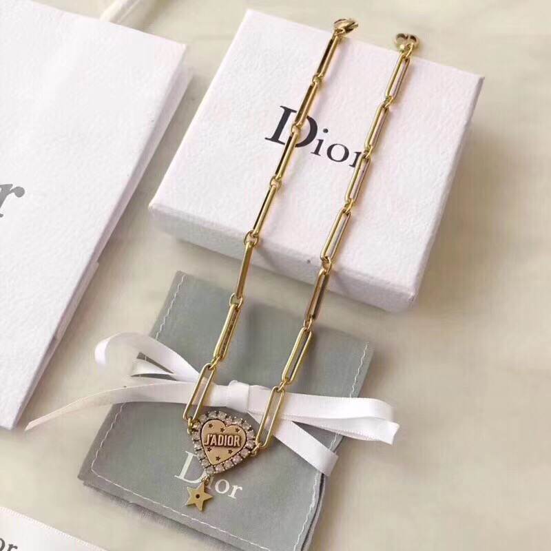 Dior jadior heart rhinestone clavicle chain