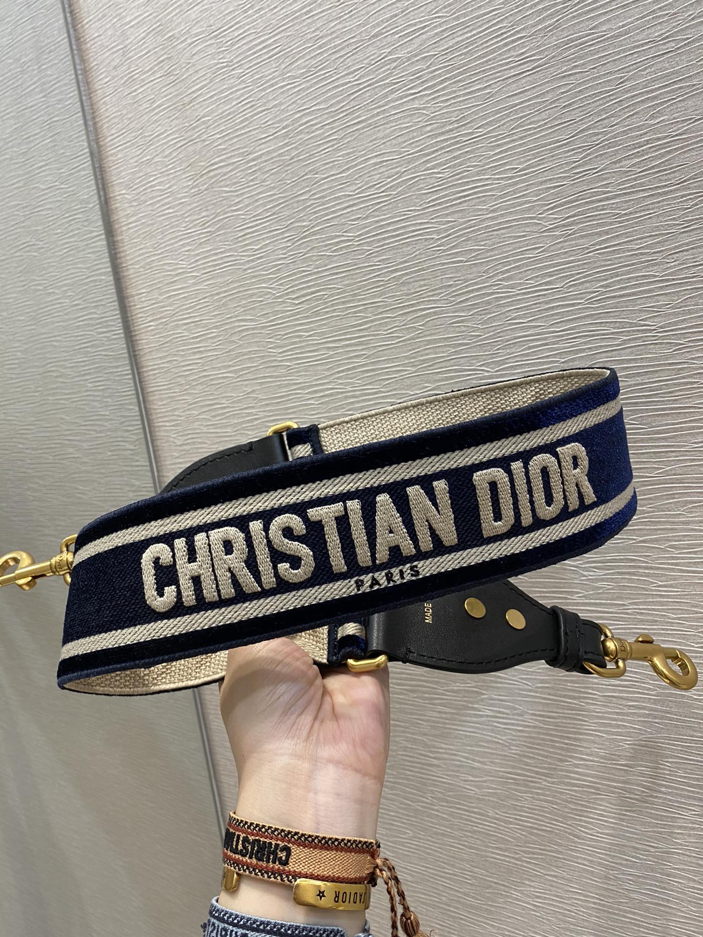 Dior Velvet Collection letter wide shoulder strap