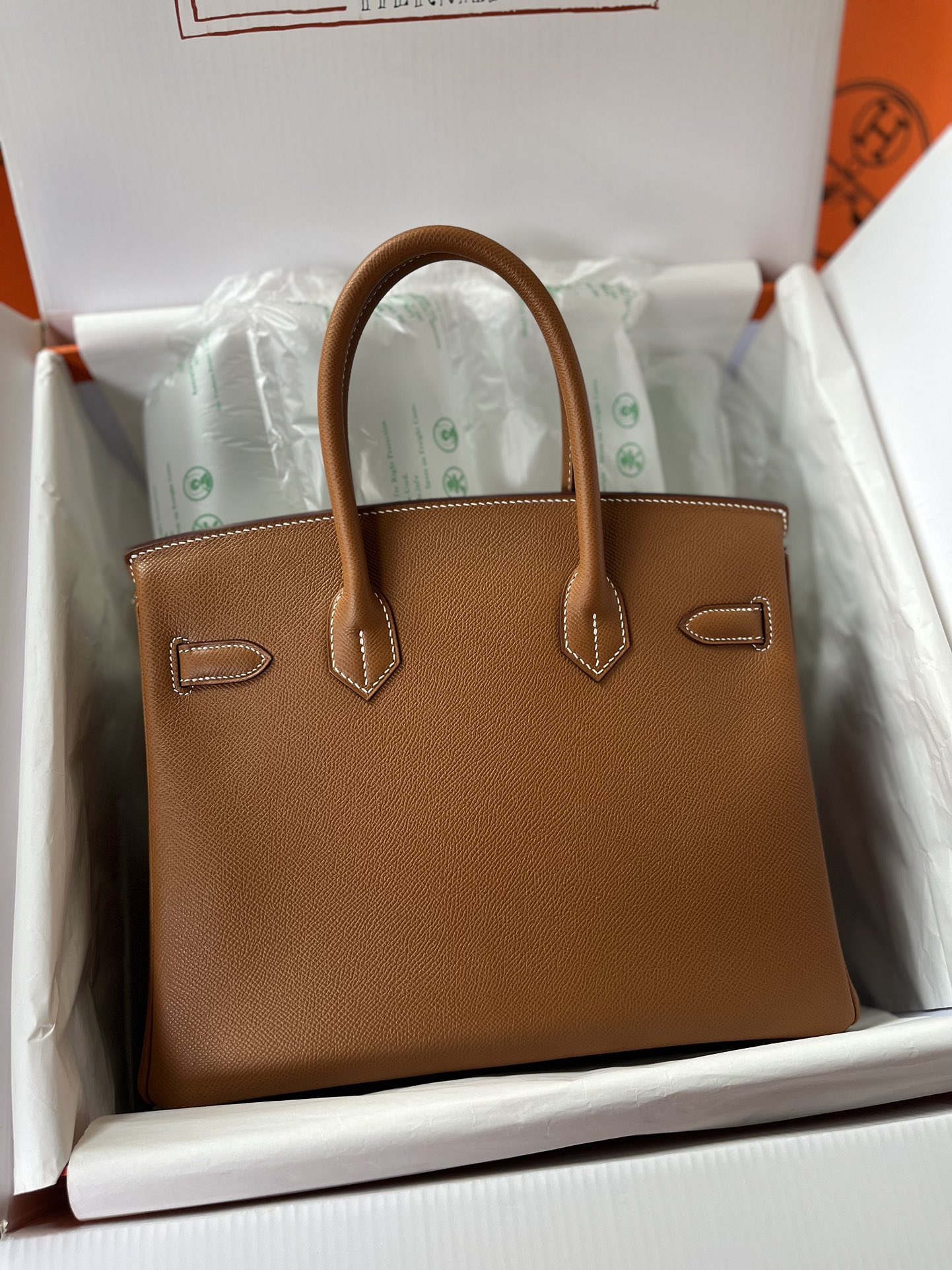 Birkin 30cm CK37 gold brown gold buckle Imported easy leather hand sewn Real shot The quality visible to the naked eye