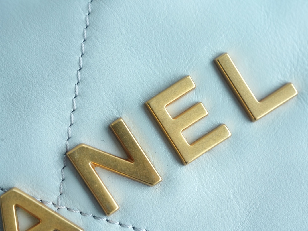 𝗖𝗛𝗔𝗘𝗡𝗟✦23C 22 handbag authentic tail leather haze blue small