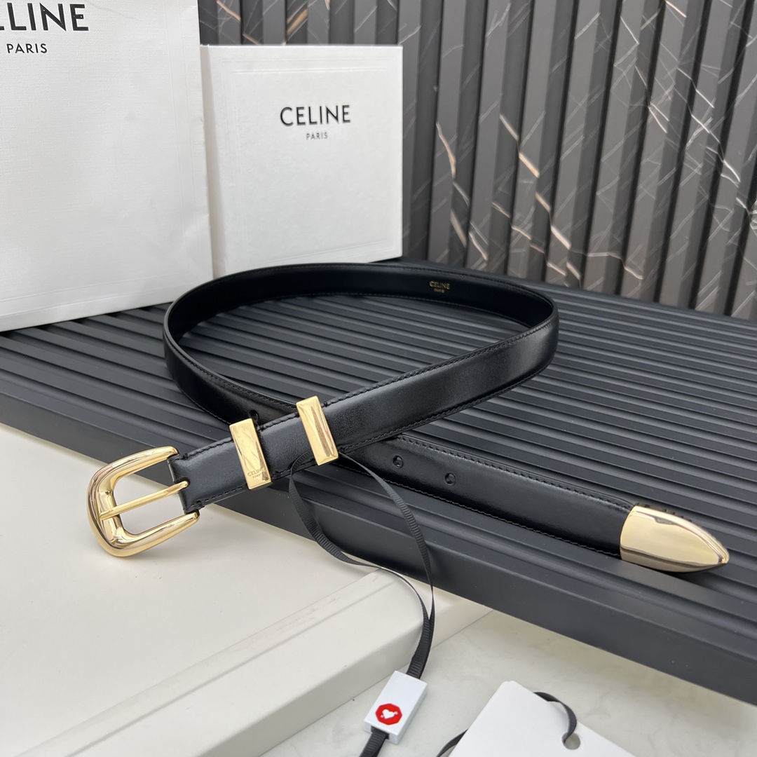 CELINE WESTERN medium belt in smooth calfskin