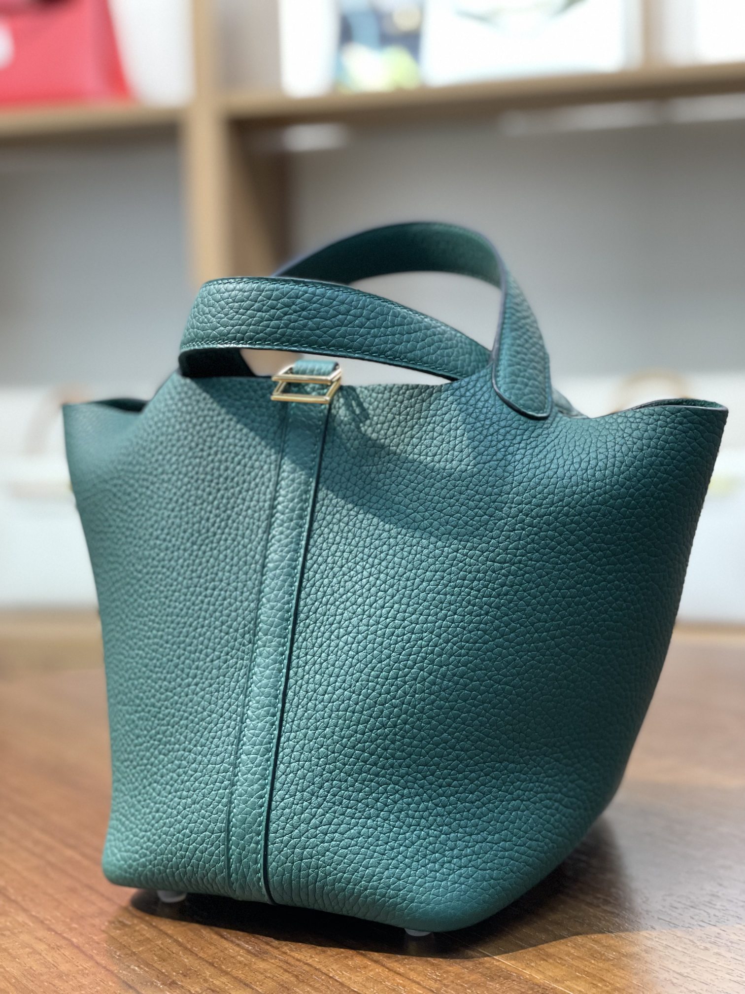 picotin18 dark green TC leather gold buckle