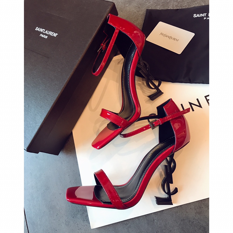 【Saint Laurent】YSL Saint Laurent logo with high-heeled sandals Paris runway models