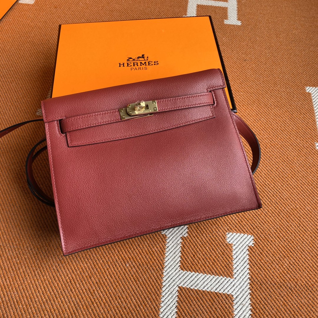 Kelly DanSe 22cm picture gemstone red gold and silver buckle in stock evercolor leather