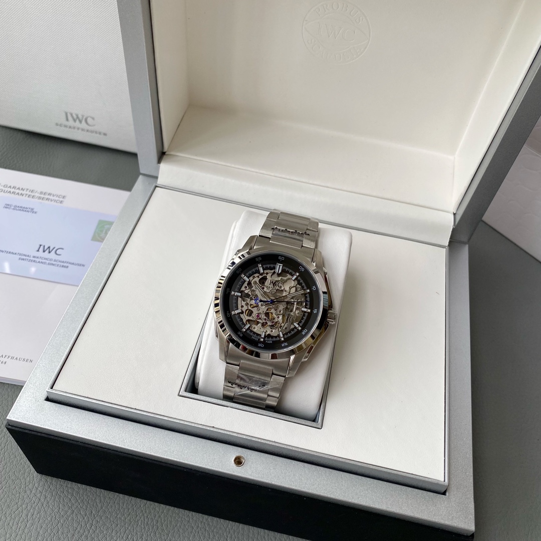 IWC- Simple three-hand skeleton men's boutique watch Automatic Japan Citizen 82S0 skeleton movement