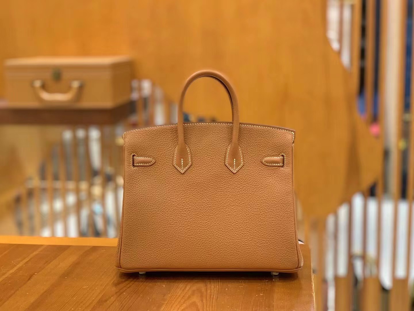 Birkin gold brown and silver buckle togo French original beeswax thread