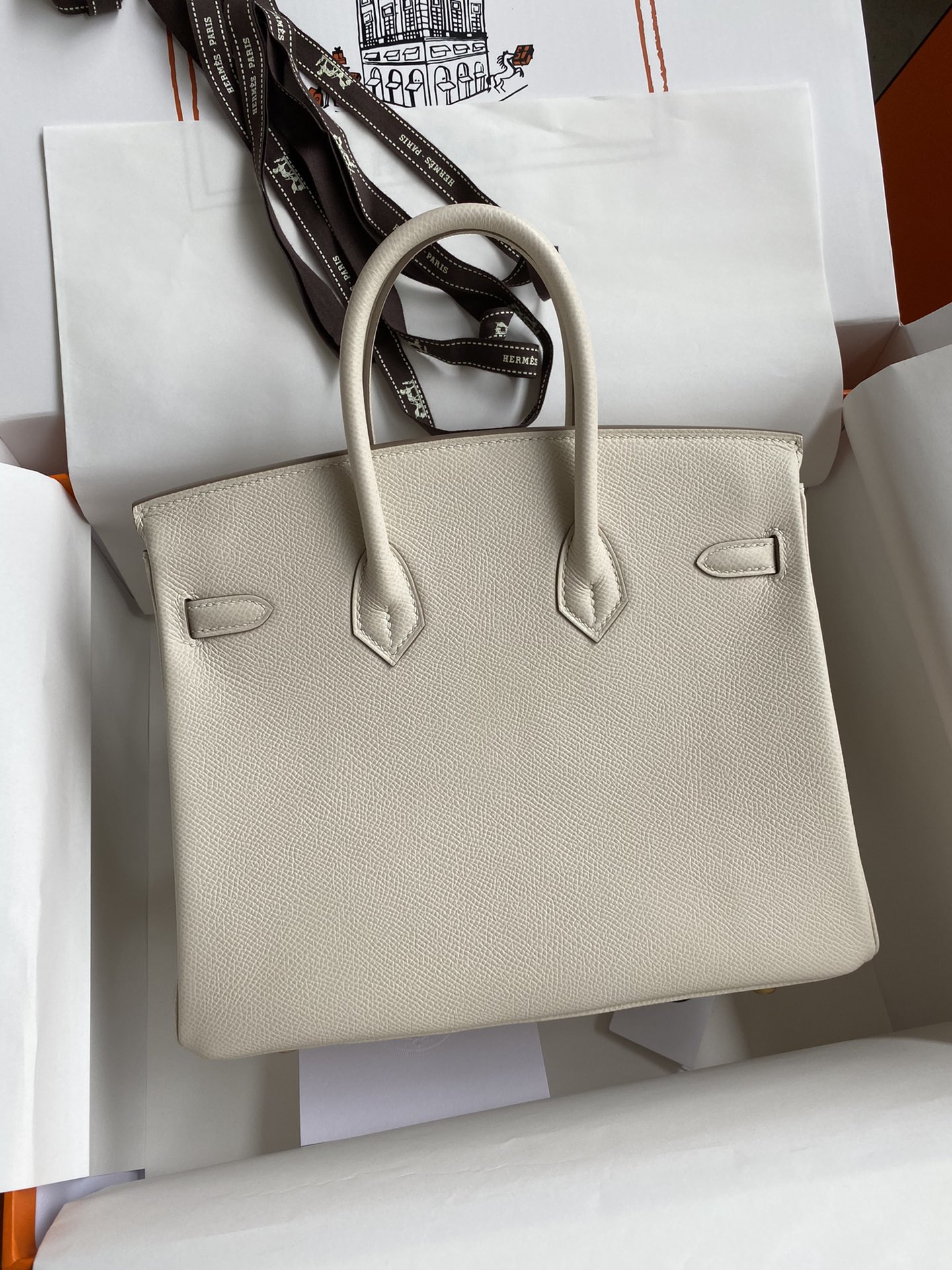 Birkin 25cm Epsom Leather Milkshake White Gold Buckle