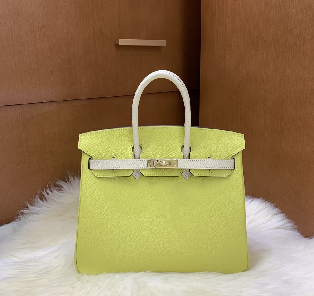 Birkin 25cm epsom lemon yellow ➕ milkshake white gold buckle