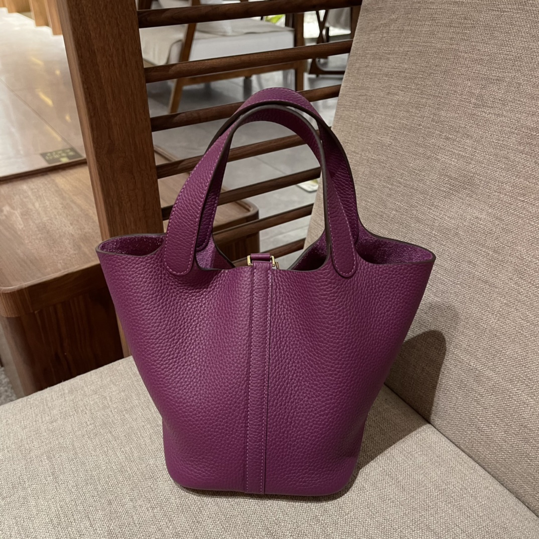 picotin18, P9 sea anemone purple, handmade, French TC leather