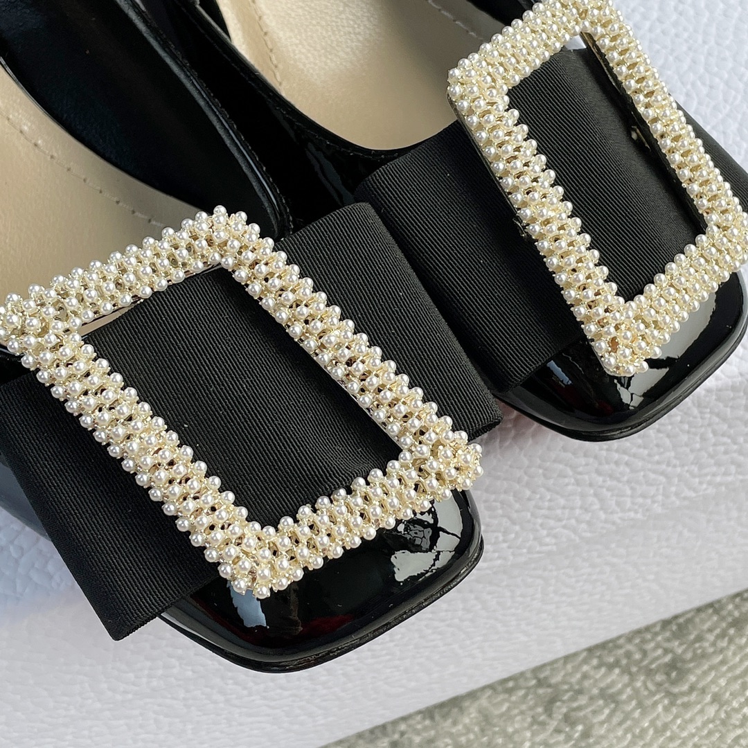 DIOR ballet heels black with diamond buckle 3.5cm