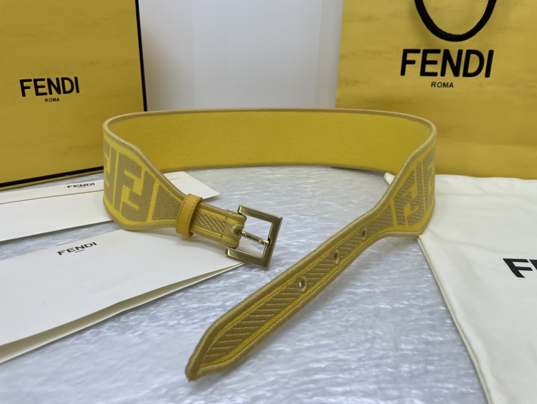 FENDI new embroidery    belt ✌️FF pattern wide belt