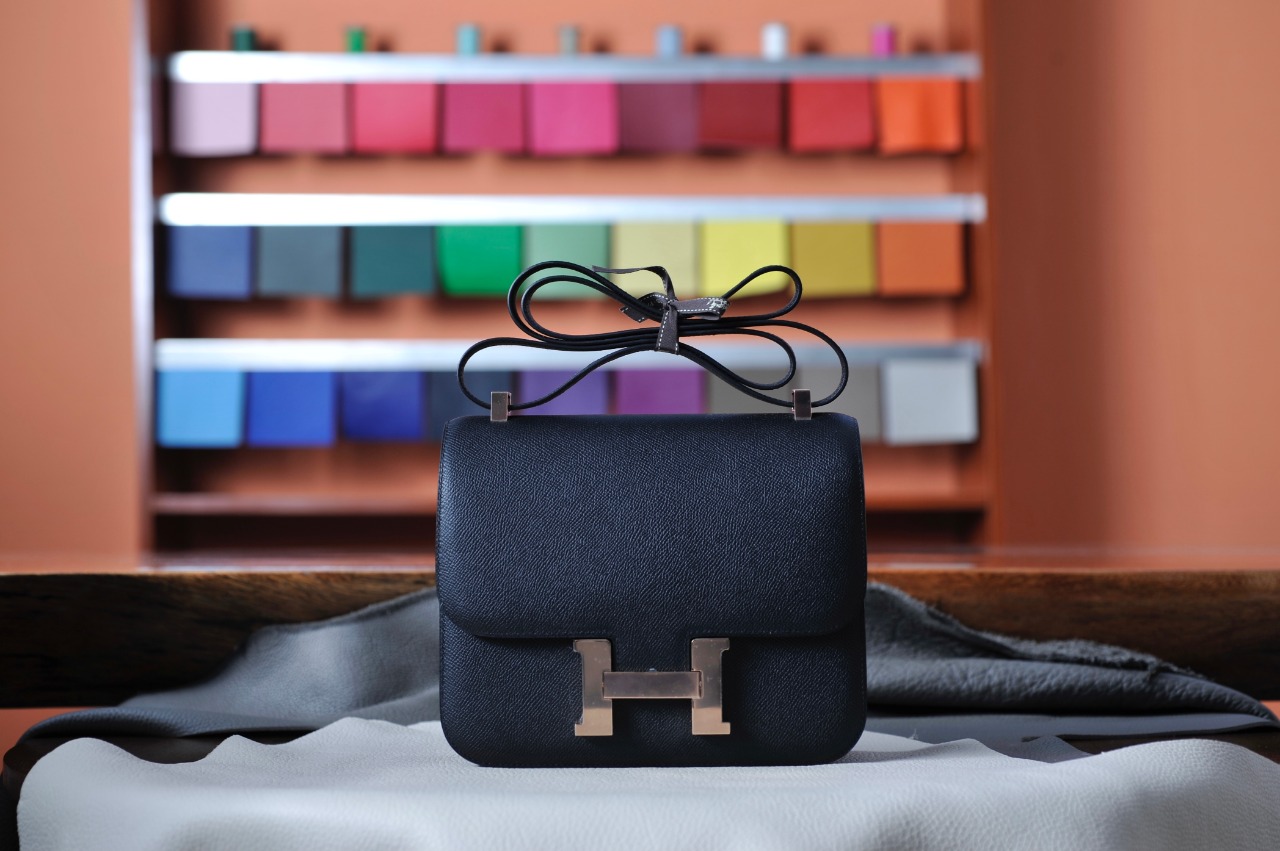 Cancon 24 Black Rose Gold Buckle Epsom Leather