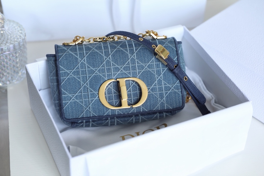 DIOR CARO Denim blue vine check embroidery DR-021