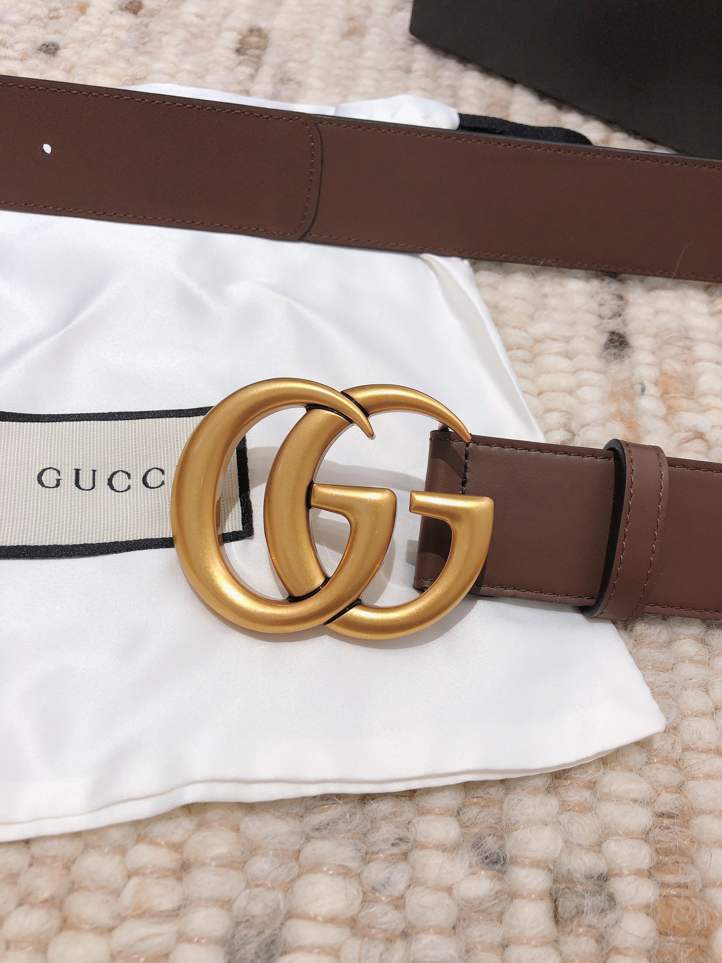 GUCCI double G buckle advanced artificial canvas belt