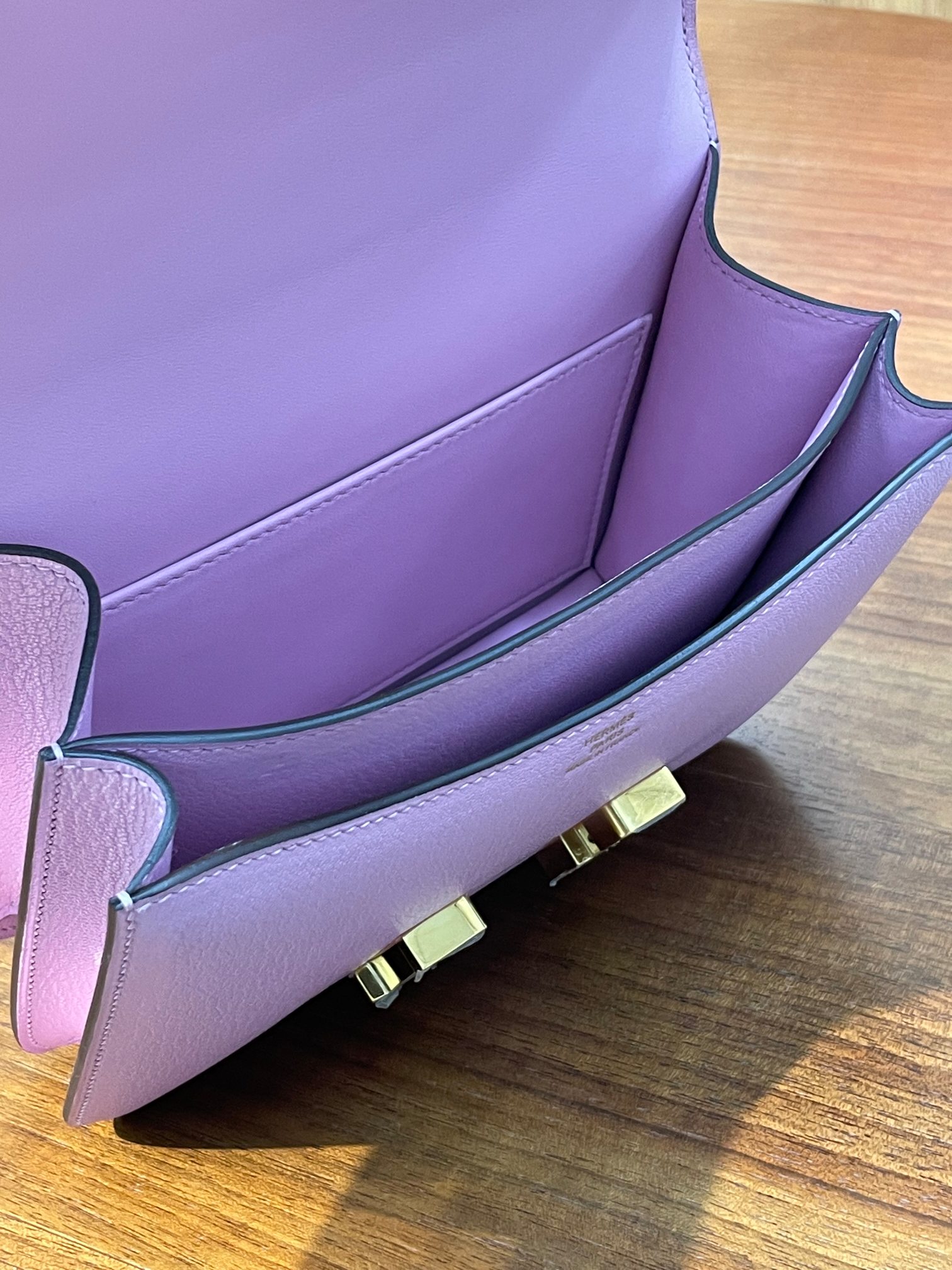 Kangkang 19 mallow purple goatskin gold buckle