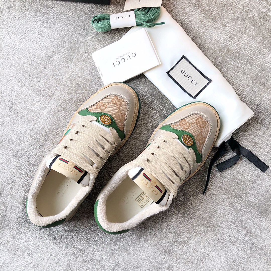 Gucci A very cool little dirty shoe with a vintage nostalgic look Custom fabric Cowhide Towel material