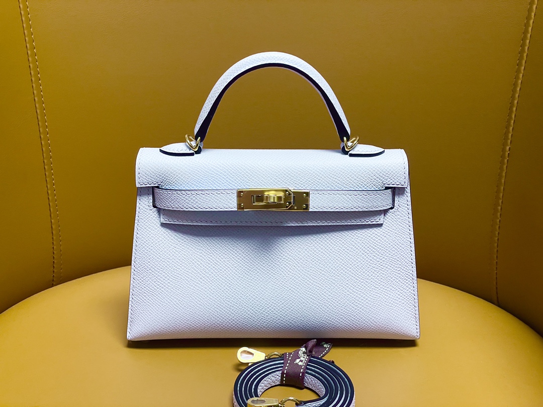 Minim Kelly 2nd generation T0 haze blue epsom leather gold buckle