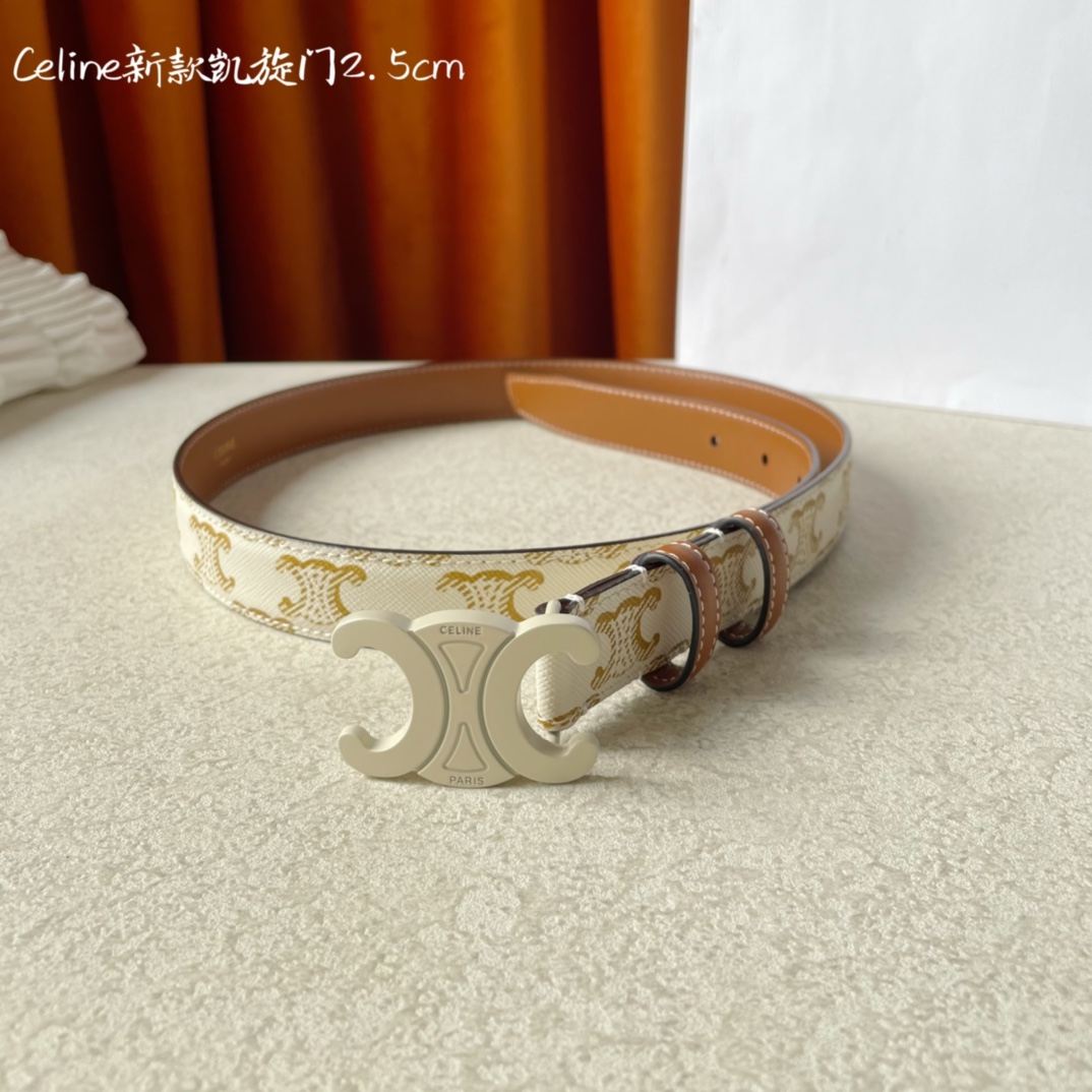 CELINE new leather Arc de Triomphe buckle ladies belt