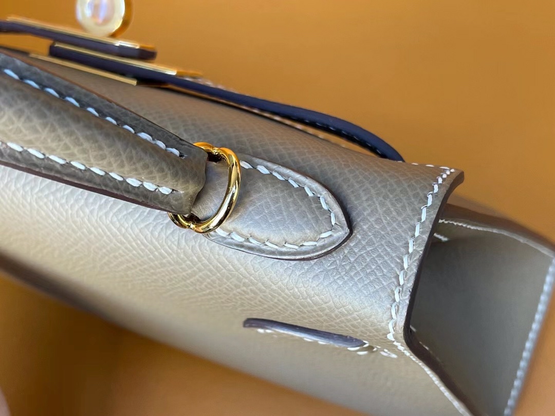 Mini Kelly 2nd generation elephant gray epsom leather