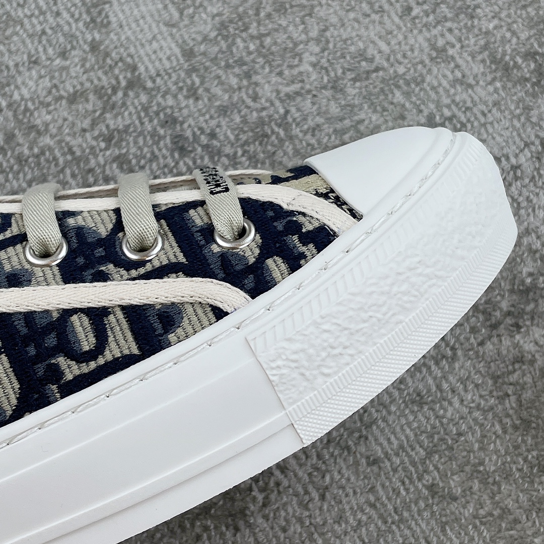 DIOR Canvas semi-flip-flop Water-dyed sheepskin lining TPU outsole D blue embroidery