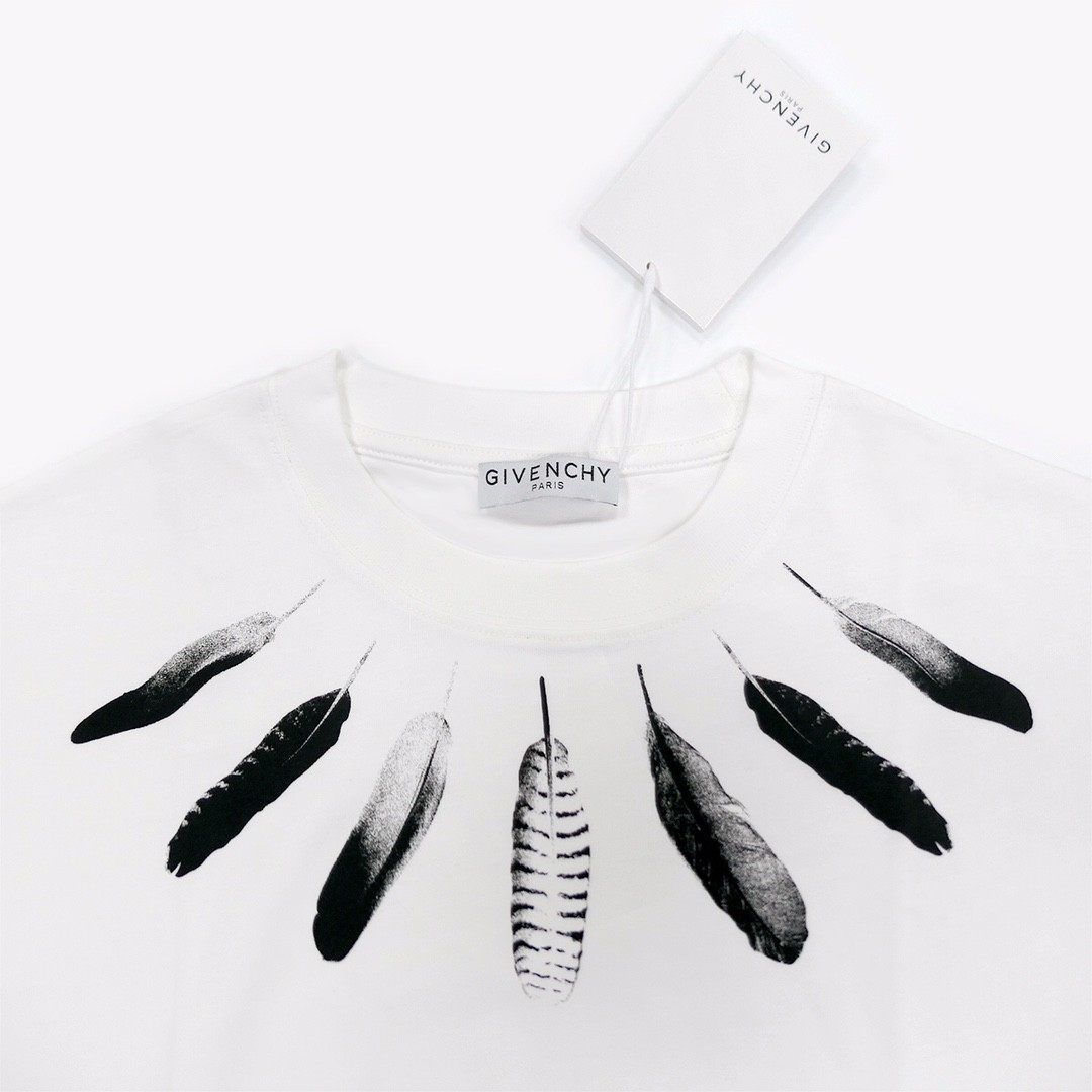 Givenchy 2024ss new summer feather print t-shirt
