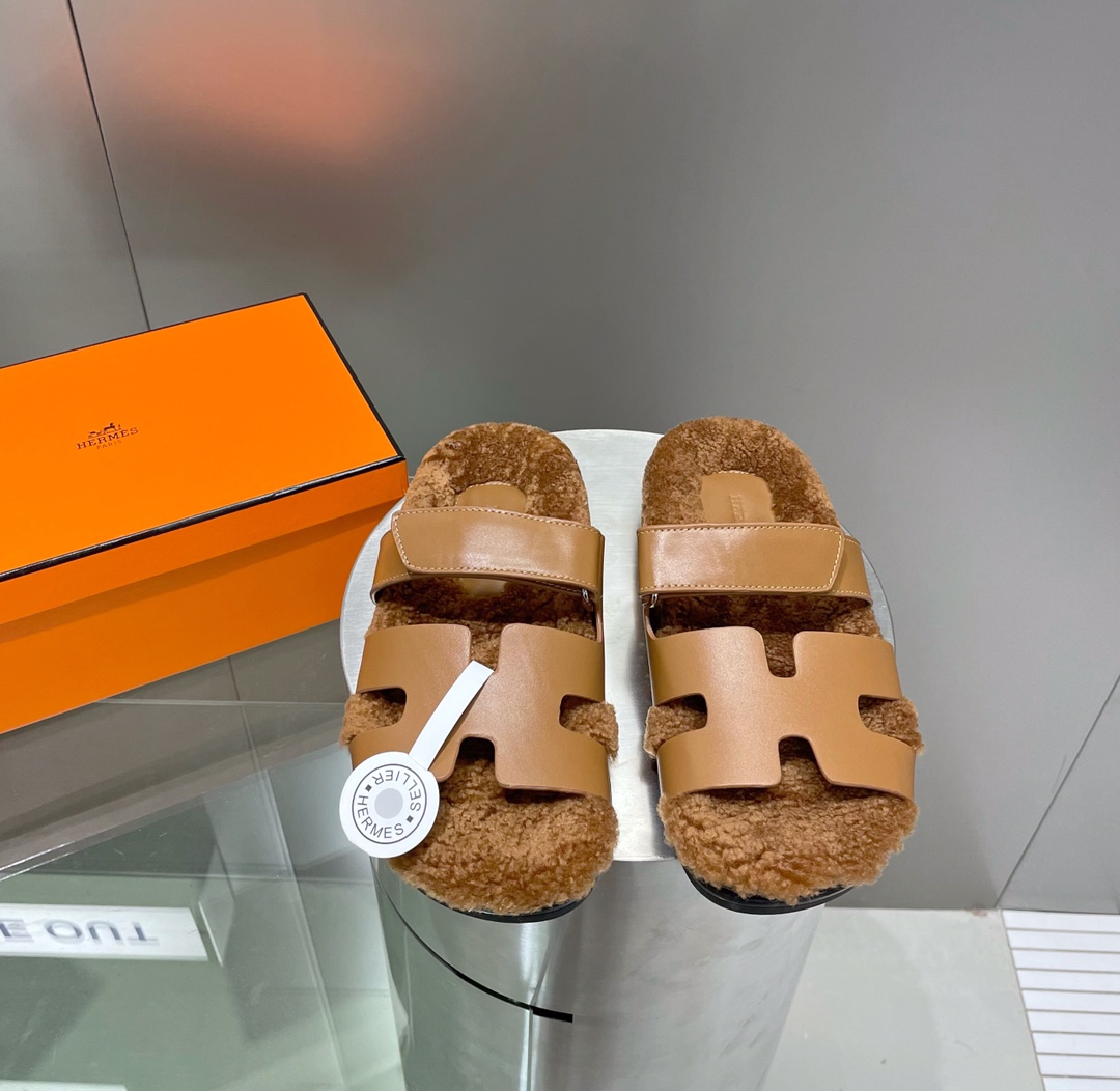 Hermes teddy fur uncle shoes