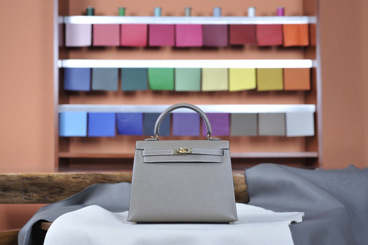 Kelly25 Elephant Gray Gold Buckle Epsom Leather