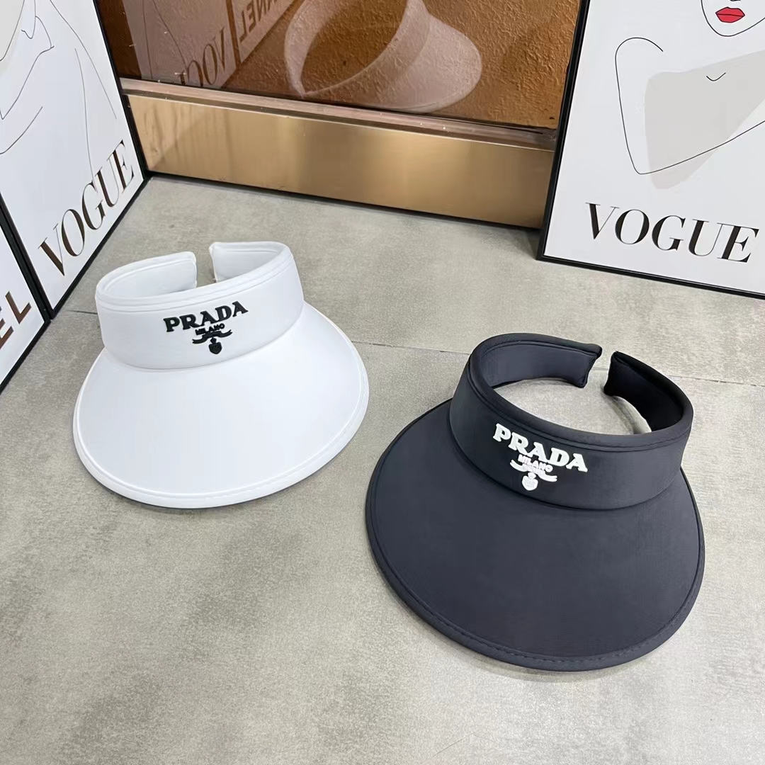 [Prada Prada] 2023 summer new ice silk sun visor empty top hat
