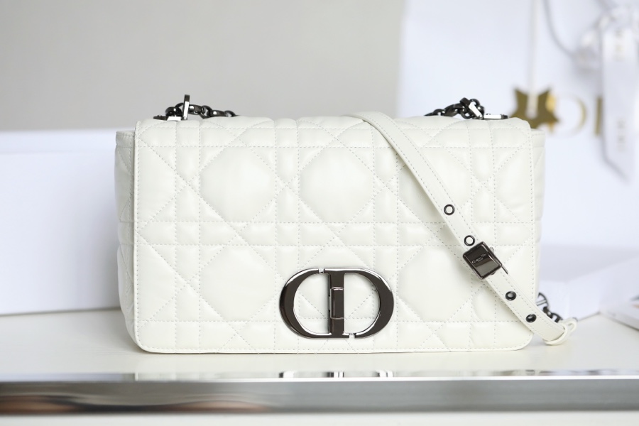▪️ DIOR CARO White Gunmetal Buckle DR-061