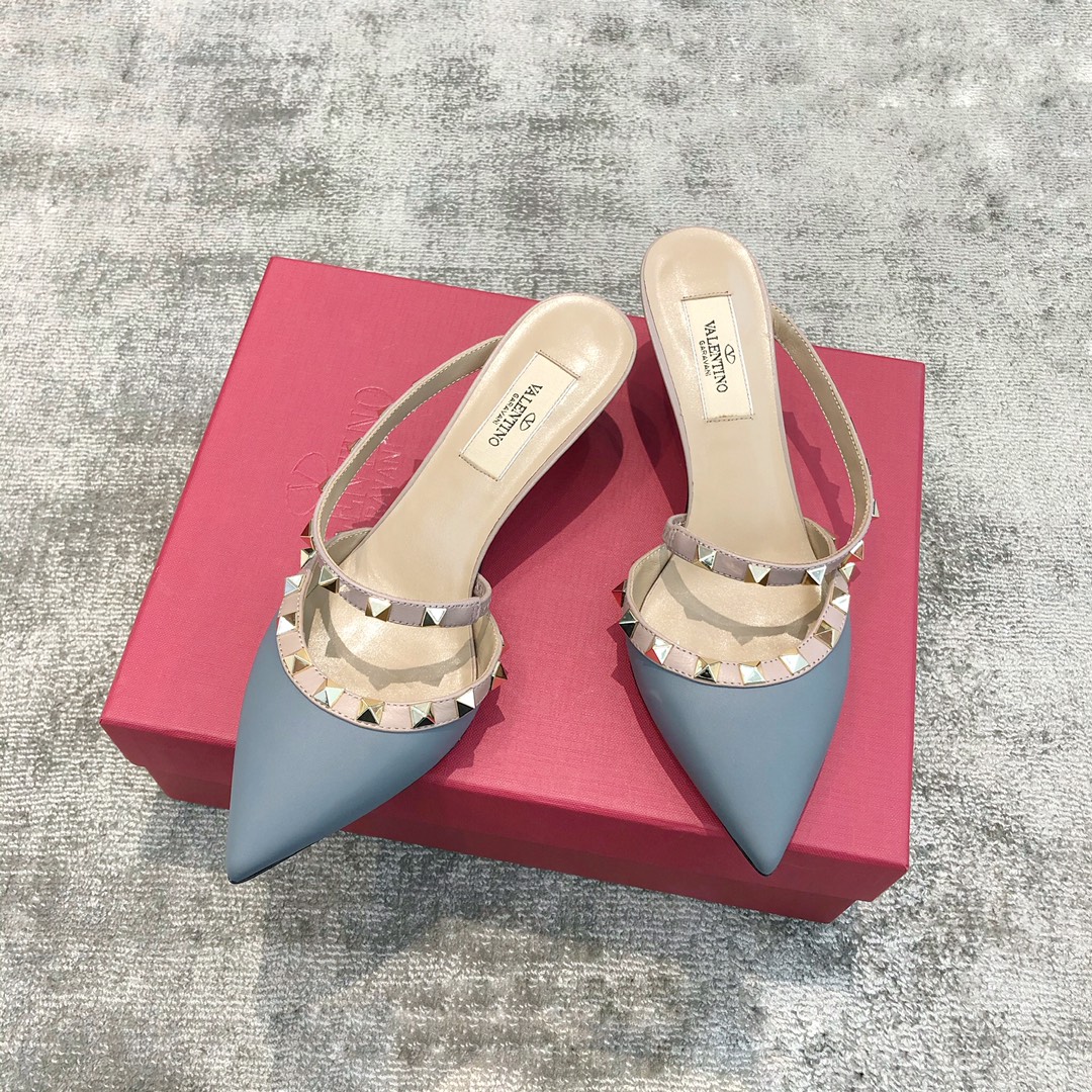 Valentino VT Collection One Strap Slant Heel Drag 6.5CM Haze Blue
