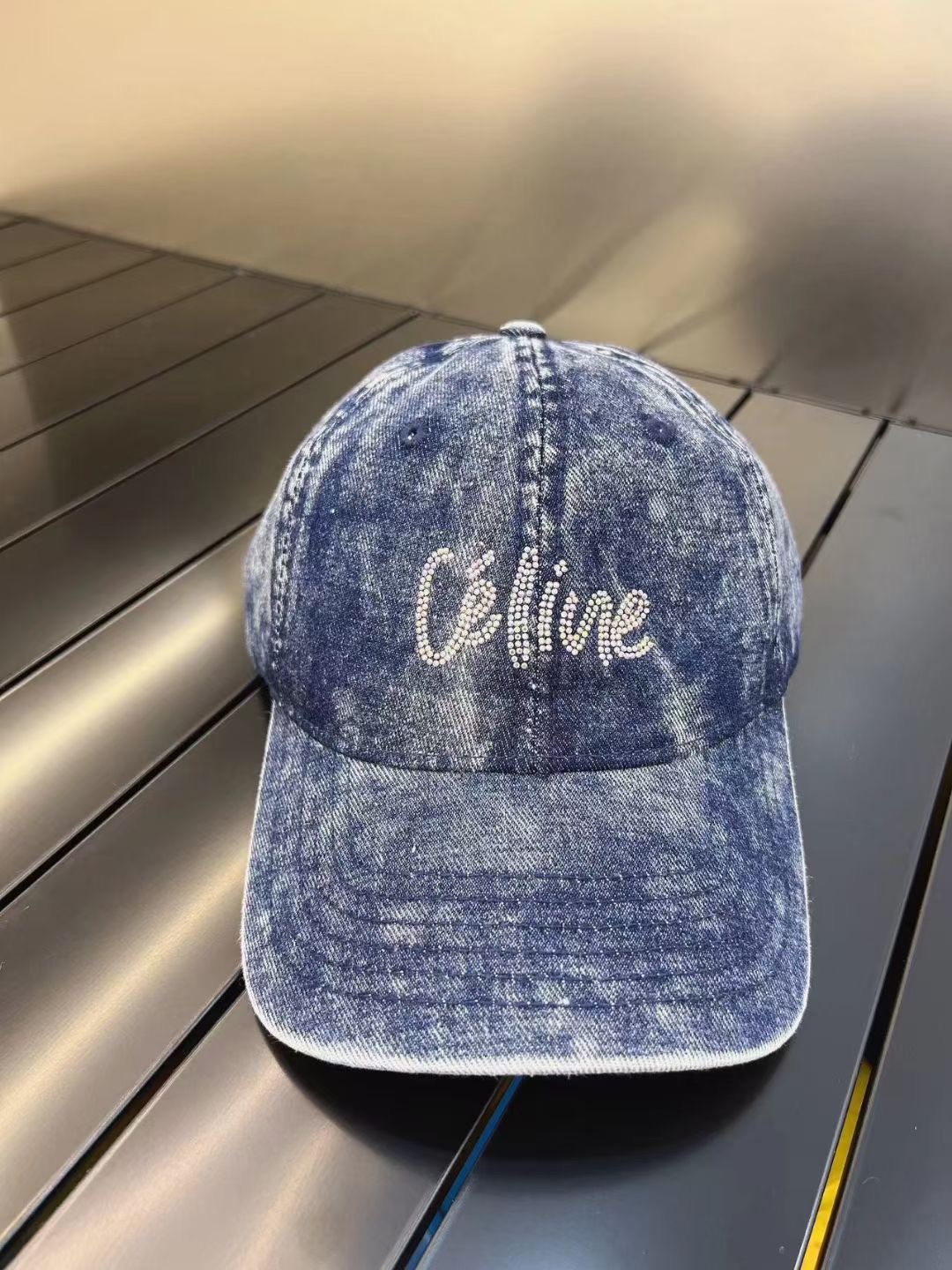 CELINE New Washed and Distressed Denim Baseball Cap