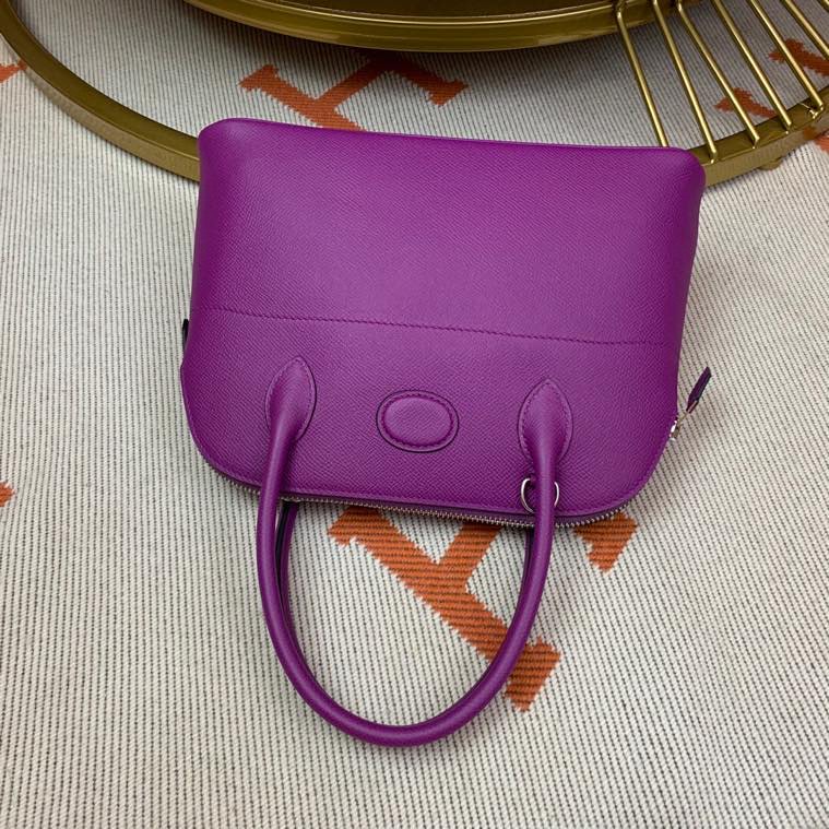 Bolide 27cm Imported original Epsom leather Half hand waxed stitching Anemone purple Silver buckle