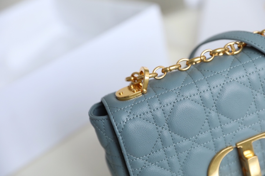 [DlOR CARO] Sky blue soft cow leather rattan check DR-081