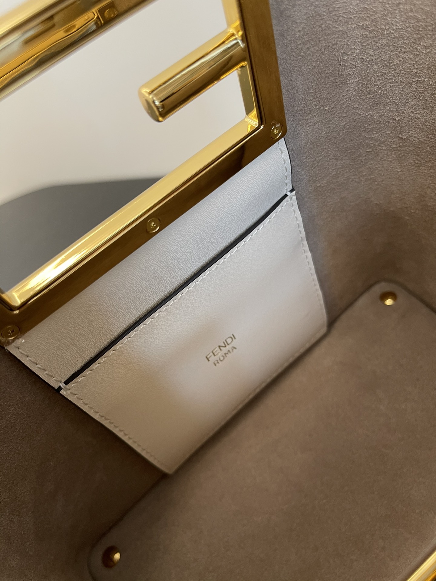 FENDI small beige Way new double F buckle handbag