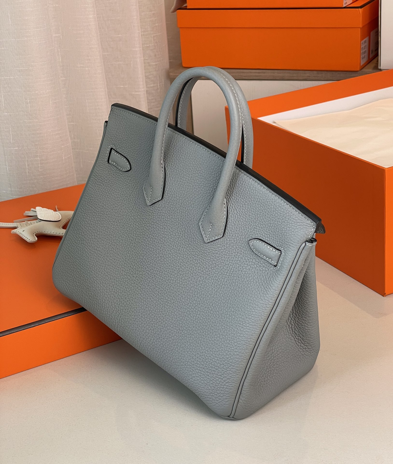 Birkin25 Seagull Grey Togo Skin Silver Buckle