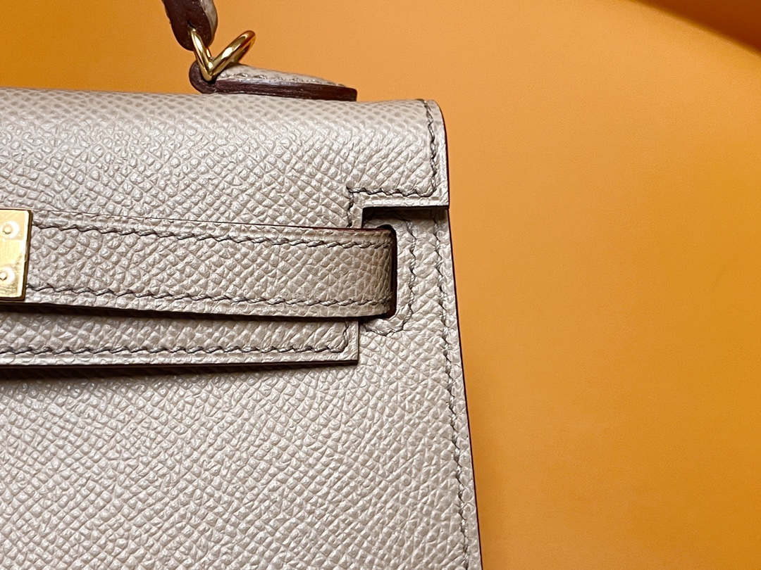 Mini Kelly second generation epsom leather asphalt gray gold buckle