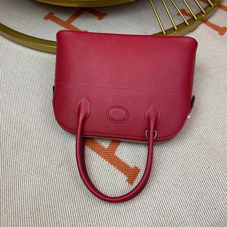 Bolide 27cm Imported original Epsom leather Half hand waxed stitching Gemstone red Silver buckle