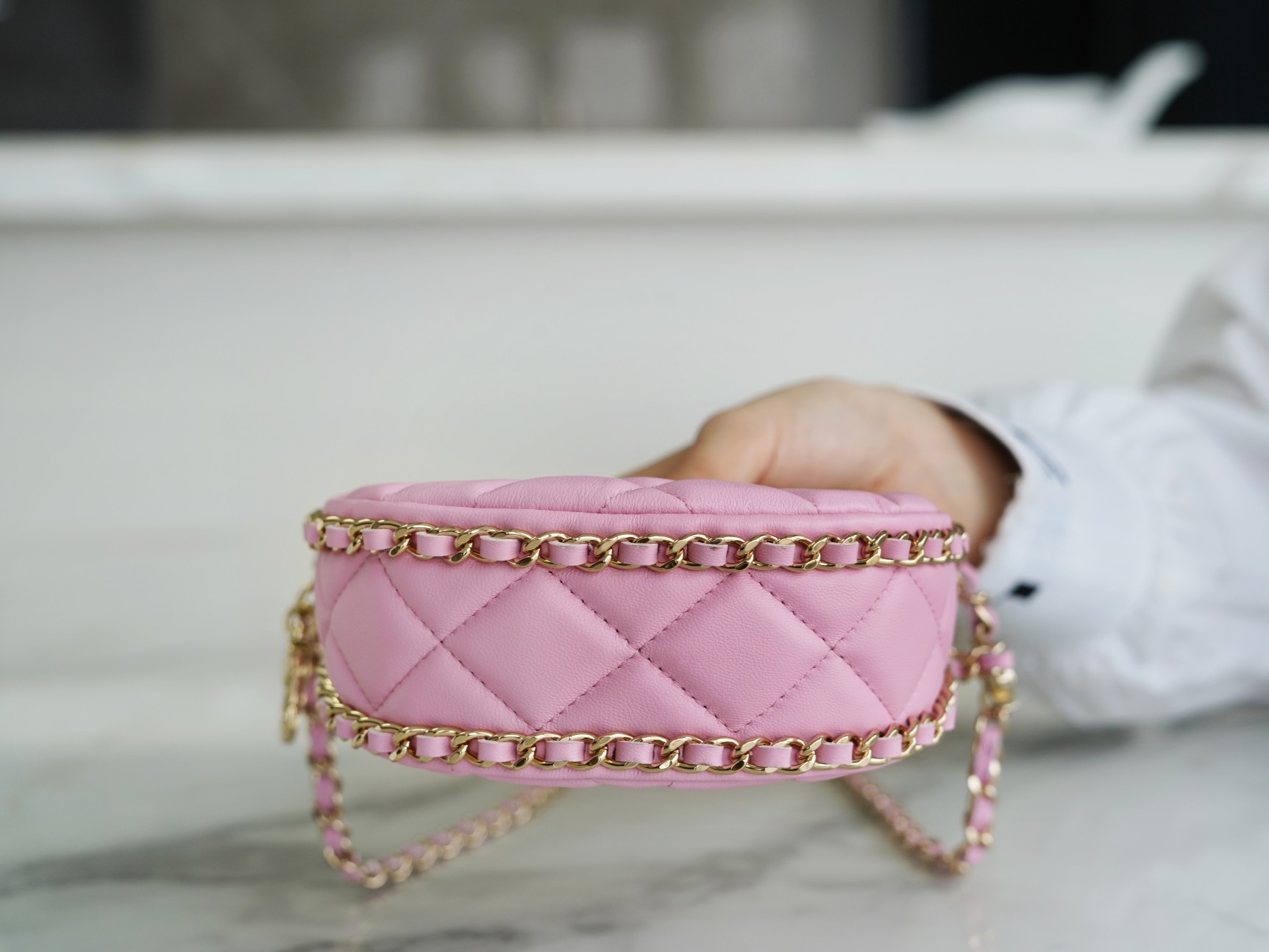 𝗖𝗛𝗔𝗡𝗘𝗟 23p moon/moon bag small pink
