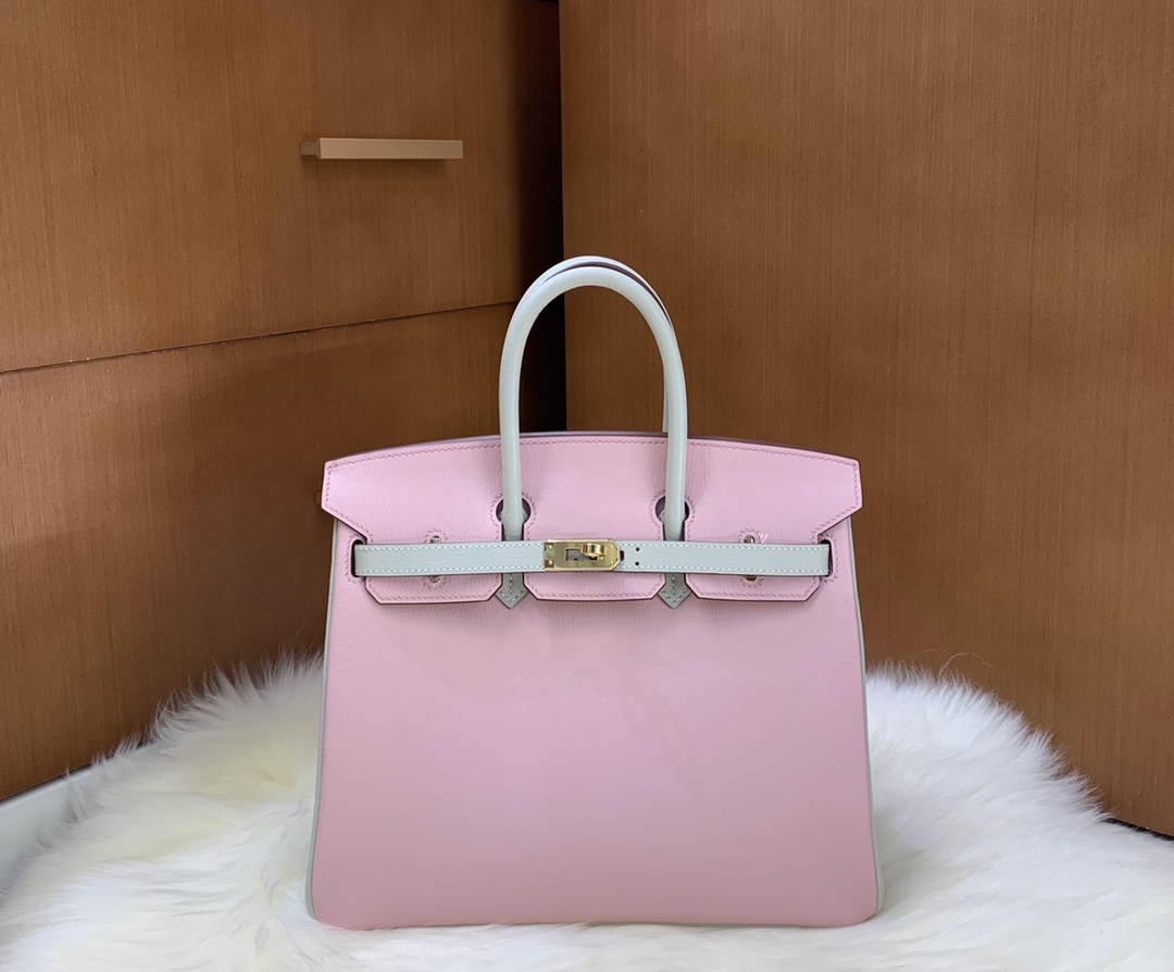 Birkin 25cm swift leather 3Q powder ➕ pearl grey gold buckle