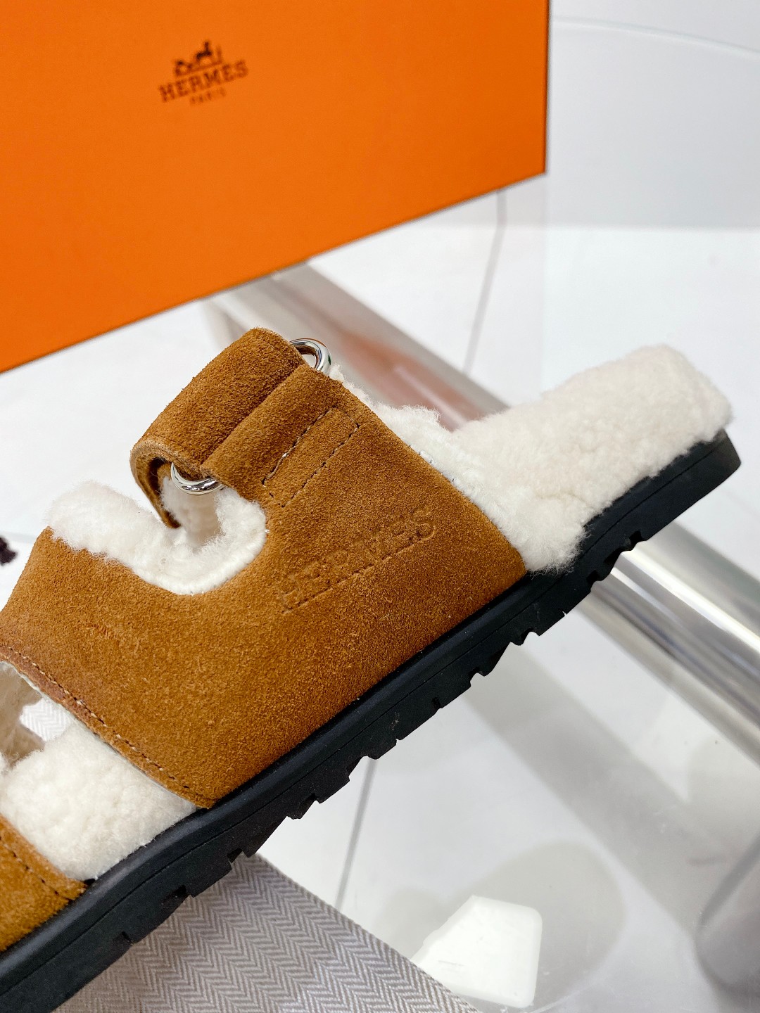 Hermes teddy fur uncle shoes