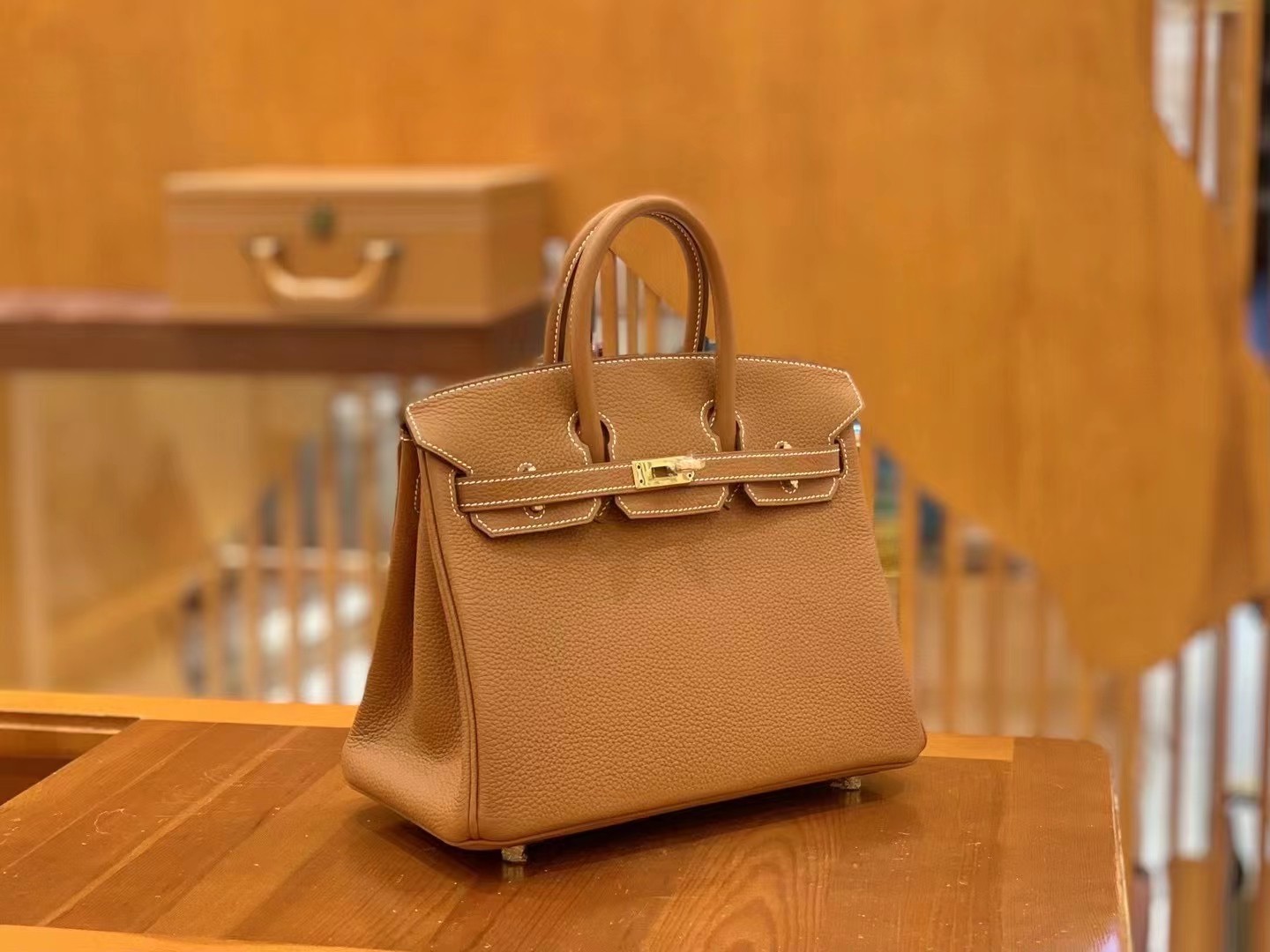 Birkin gold brown gold buckle togo France original beeswax thread